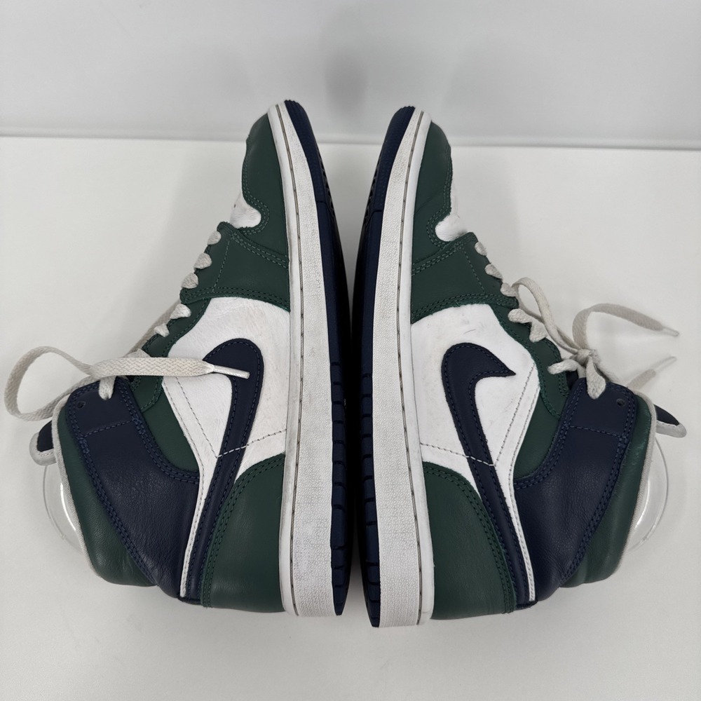 Nike YS Air Jordan 1 Mid SE Noble Green Navy Blue 7.5" DZ5326-300 - Picture 3 of 10